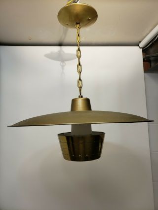 Mid Century Modern Brass Virden Ceiling Chandelier Saucer Ufo Atomic Light
