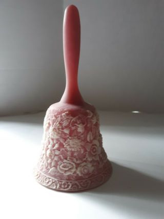 Pink Milk Glass Bell Peacocks Rose Pattern Vintage