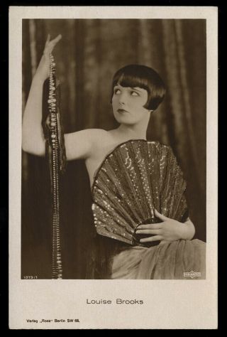 1920s Silent Film Flapper Louise Brooks German Real Photo Rppc Postcard Fine