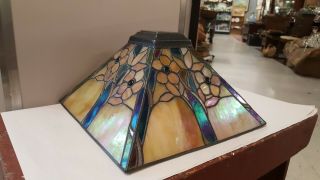 Vintage Large Stained Glass Lamp Shade Mission Arts & Crafts 2