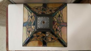 Vintage Large Stained Glass Lamp Shade Mission Arts & Crafts 3