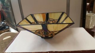 Vintage Large Stained Glass Lamp Shade Mission Arts & Crafts 5
