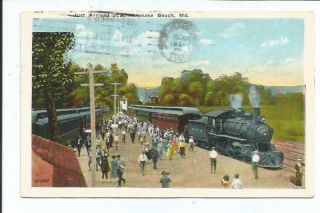 1927 Train At Railroad Station Postcard,  Chesapeake Beach Maryland Md