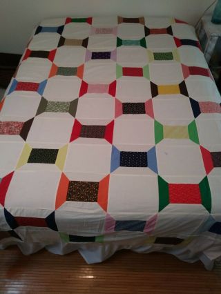 Vintage Quilt Top Spinning Spools 76 " X 94 " Multi - Color