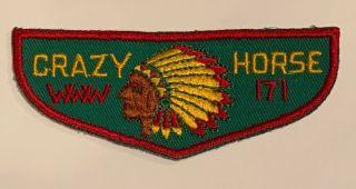 Order Of The Arrow Crazy Horse Lodge 171 F1 Rare First Flap