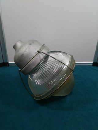 Vintage Crouse Hinds Industrial Holophane Acorn Shape Glass Lamp