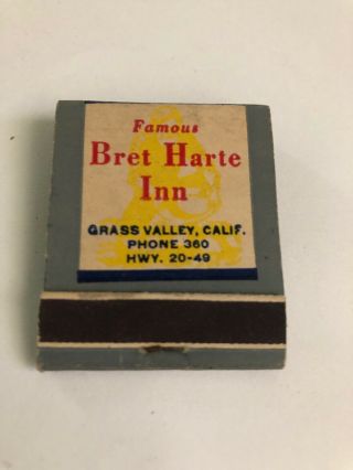 Vintage Full Matchbook Famous Bret Harte Inn Grass Valley California “nice”