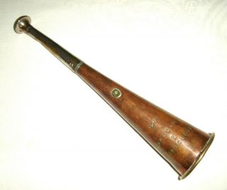 Vintage Copper & Brass Hunting Horn D.  P.  Brecon F.  Foxhounds