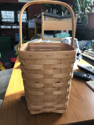 Longaberger Tall Basket With Handle And Plastic Insert 8” In Height