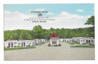 Stafford Motel,  Us 41b & Us 19,  South Of Atlanta,  Ga Linen Postcard