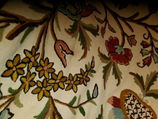 LARGE ANTIQUE EMBROIDERED CREWEL BED COVER 2