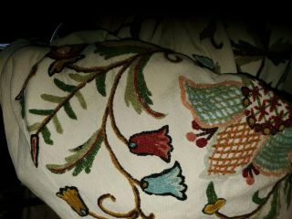 LARGE ANTIQUE EMBROIDERED CREWEL BED COVER 3