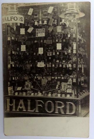 Shop Front Postcard Real Photo - Halford Cycle Co Oxford 18 Queens St
