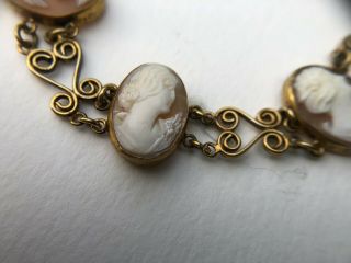 Antique Gold Filled Hand - Carved Cameo Shell Bracelet