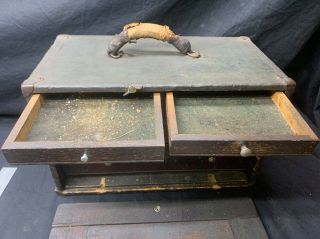 machinist tool box woodgrain Wood Vtg Carpenter Chest 6 Drawer Vintage 6