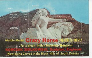 Postcard - Sd - South Dakota Black Hills Crazy Horse Sculpture Unposted