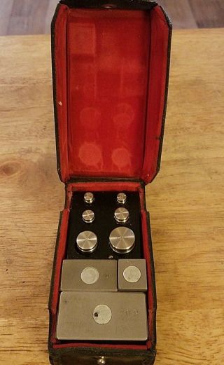 Fractional Weights In Case 9 Jewelers Weights 1/16 Oz To 8 Oz Vintage Scale