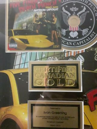 Ffdp Five Finger Death Punch Rock Band Gold Certificate