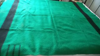 Vintage Hudson Bay Wool Blanket Green & Black,  England,  Three Point,  58 " X76 "