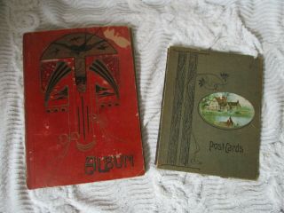 2 Antique Postcard Albums Swallows/martins Birds & Cottage Scene Empty Restore