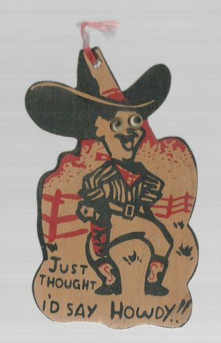 1958 Wooden Cowboy Post Card Sent From Atlanta To Marion,  Alabama