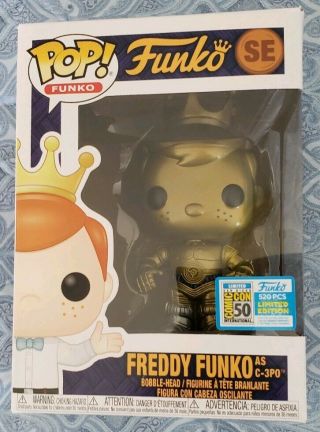 2019 Sdcc Funko Fundays Freddy As C3po Star Wars Le 520 With Pop Protector