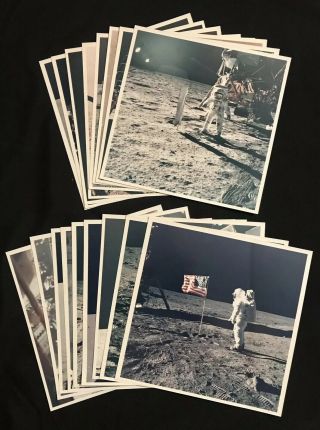 18 Apollo 11 Vintage Nasa Glossy Photos A Kodak Paper Complete Set Armstrong 8”