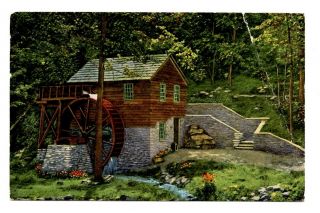Old Rice Grist Mill Near Norris Dam Tennessee Postcard Linen Lost Creek
