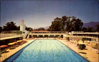 Santa Barbara Biltmore California Olympic Size Swimming Pool 1950s Postcard