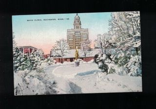C 1940 Mayo Clinic In The Snow Rochester Minnesota Postcard
