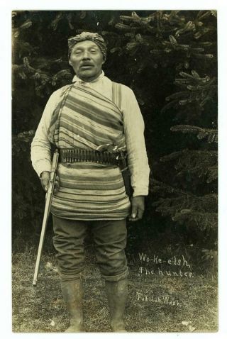 Quinault Indian Hunter Wo - Ke - Elsh Taholah,  Washington W/ Rifle 1900 