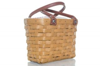 Authentic Longaberger Basket With Leather Handle Liner & Plastic Liner Protector