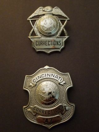 Obsolete Cincinnati Workhouse Corrections Officer Badge And Hat Crest
