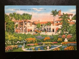 Antique Postcard C1938 Donahue Residence Palm Beach,  Fl Florida (20866)