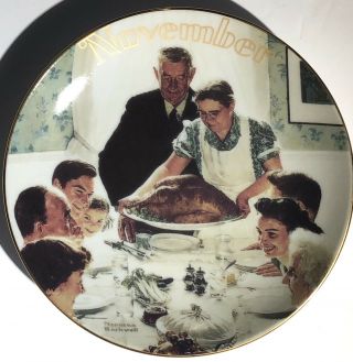 Norman Rockwell : For All Time “november : Thanksgiving” 6 Inch Porcelain Plate