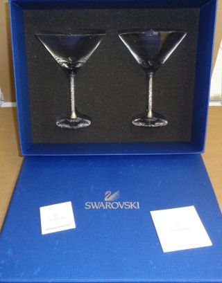 Swarovski Crystal Cocktail Martini Glasses,  Signed Set Of 2