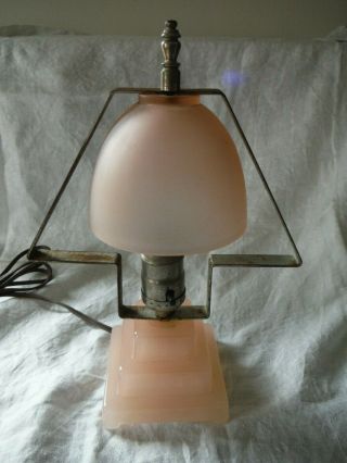 Vintage Art Deco Pink Opaline/frosted Pink Glass Table Lamp – Unique