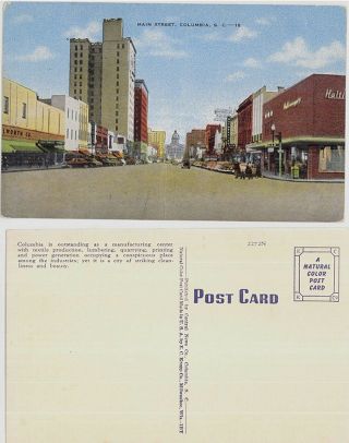 C1940s Main Street Columbia South Carolina Sc Postcard View