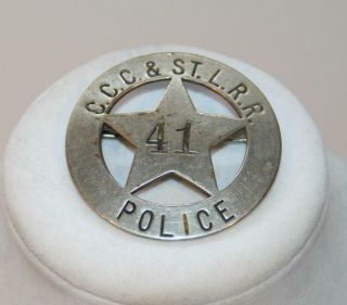 C.  C.  C.  & St.  L.  R.  R.  Police Vintage Badge Star Shield Ohio Agent Estate Authentic