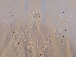 Heavy White Linen Handmade Embroidered Openwork Bedspread,  Bed Cover,  Monogram M