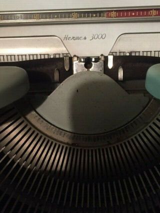 HERMES 3000 Script/Cursive Typewriter Green w/ CASE 6