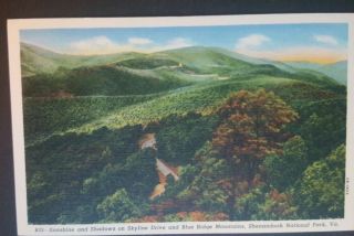 Virginia Vintage Postcard 1930s View Of Skyline Drive Blue Ridge Mountains