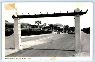 Vintage Rppc Postcard Antofagasta Chile Auto Club Real Photo Old Car Posted
