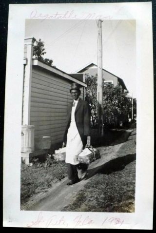 1931 Black Americana Photo,  Vegetable Man St.  Petersburg Florida