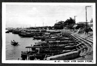 Singapore,  Merchant Boats Docked At Telok Ayer Basin,  1920 