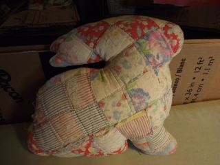 Vintage Stuffed Rabbit Made From Old Patch Work Quilt