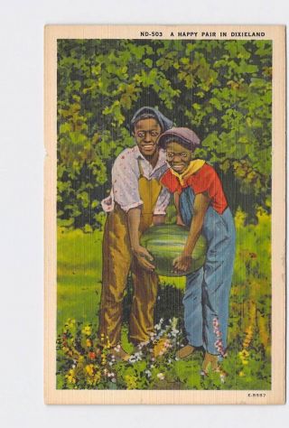 Antique Postcard Black Americana A Happy Pair In Dixieland 2
