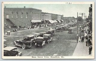Hamilton Missouri Main Street Anderson Giddings & Co Vintage Cars 1921 B&w Pc