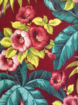 Tropical Palms Hibiscus Barkcloth Era Fabric 133” X 33 1/2”