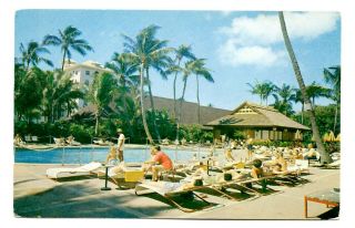 Princess Kaiulani Hotel Postcard Waikiki Beach Hawaii Swimming Pool Palm Trees